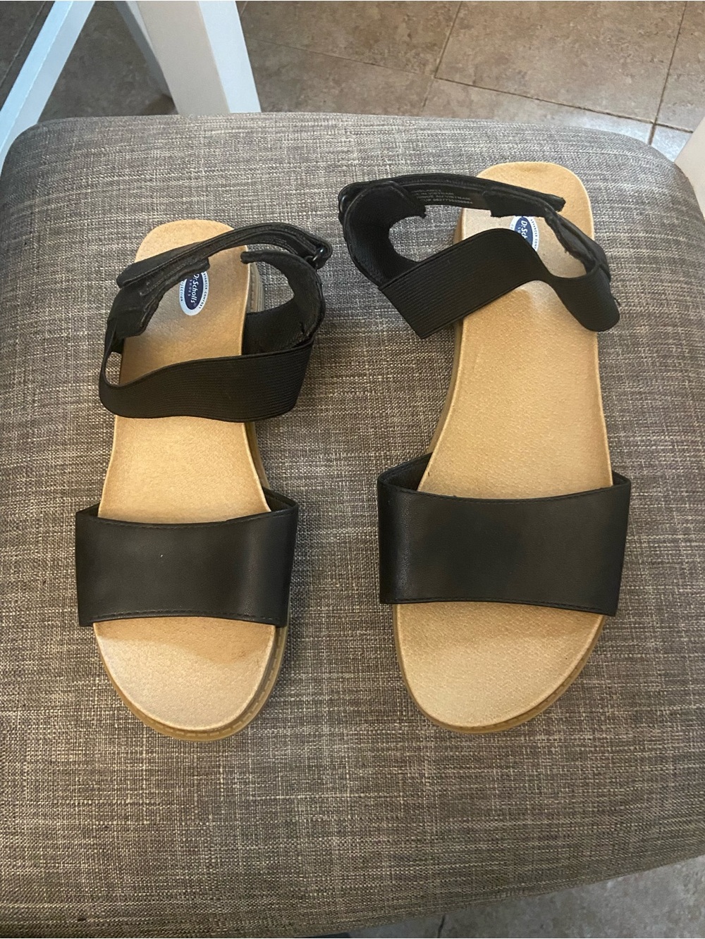 Dr. Scholl's Black Two-Band Ankle-Strap Sandals